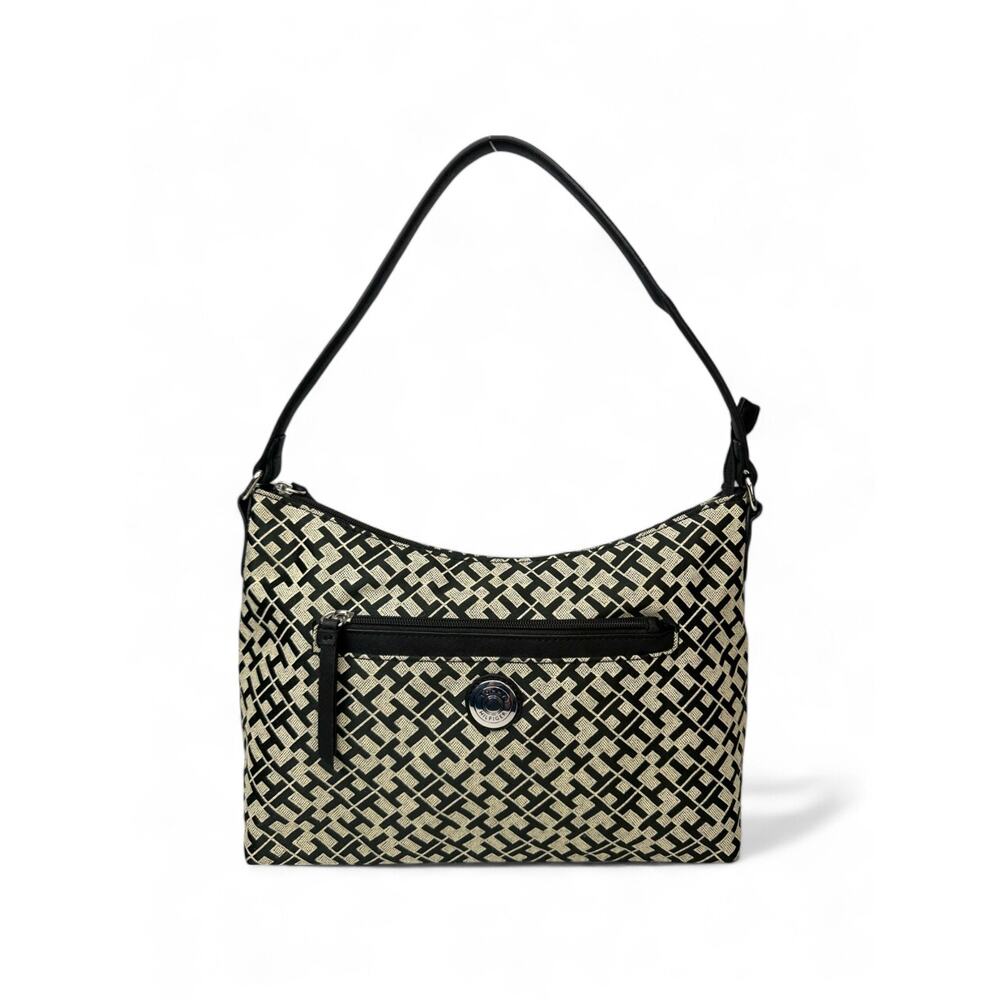 Tommy Hilfiger Signature Monogram Classic Black Shoulder Bag